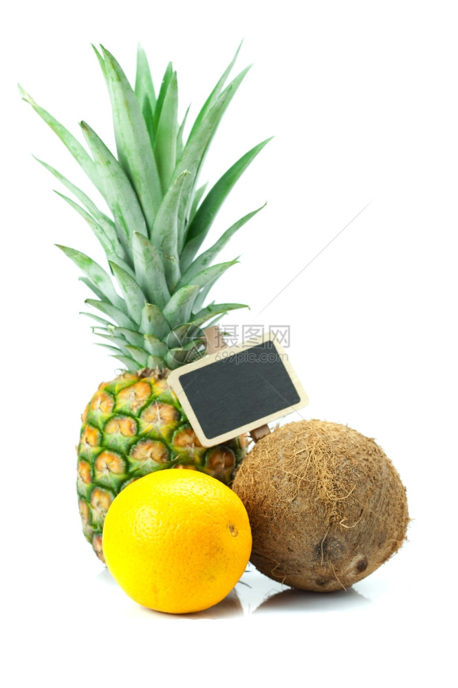 菠萝橙椰子和白板图片