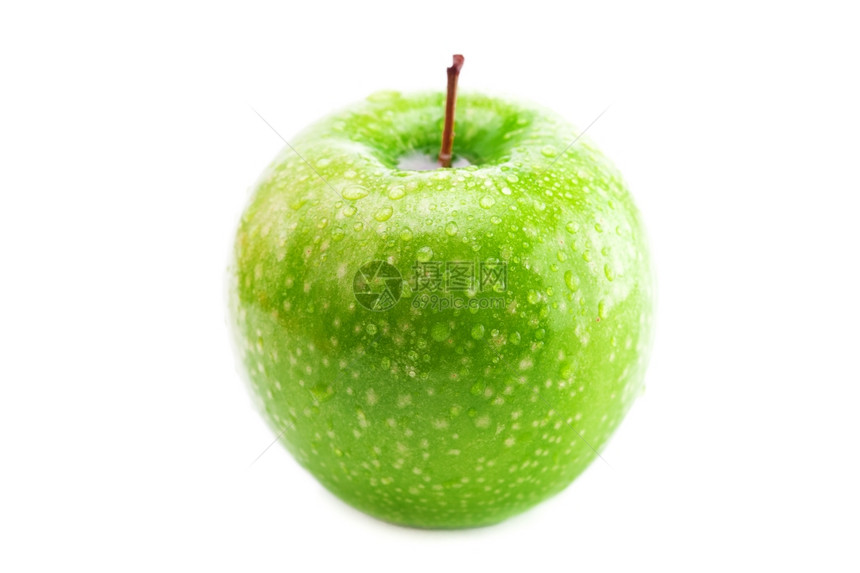 大绿苹果白上隔着水滴图片