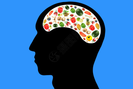 蓝色背景的蔬菜和水果白色地带的蔬菜和水果反映了对食用好物的关心和热爱背景图片