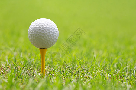 高尔夫球在木制场上刺绣在绿草坪上图片