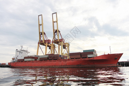 大起重机用于装卸白天在海港装卸大起重机用于装卸图片