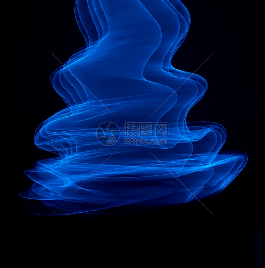 光滑的抽象曲线蓝色颜黑背景长期接触技术图片