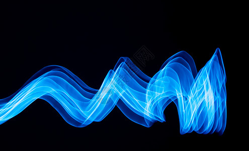 光滑的抽象曲线蓝色颜黑背景长期接触技术背景图片