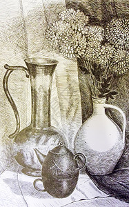 静物画一幅描绘静物的画一个有花的花瓶静物画描绘静物的画一个有花的花瓶图片