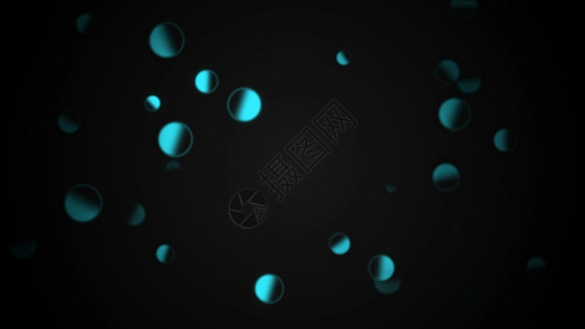 圆圈倒下黑色背景的亮蓝粒子图片
