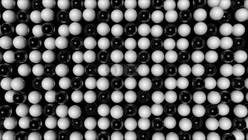 带有黑白球的抽象随机动画背景抽象黑白球的随机动画背景图片