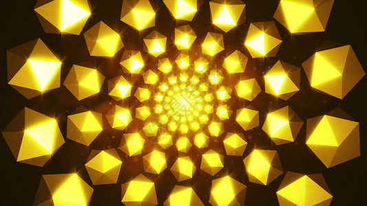 闪烁的金色元素构成了隧道3D渲染闪烁的金色元素构成了隧道3D渲染图片
