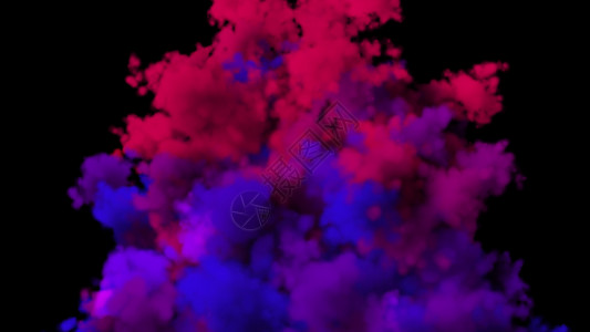 红色烟雾云深底背景的多色烟雾3D映射背景