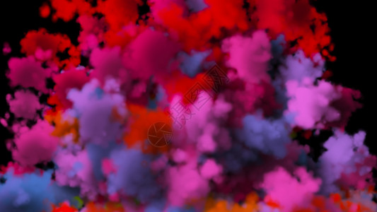 红色烟雾云深底背景的多色烟雾3D映射背景
