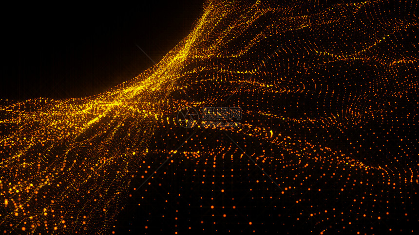 豪华金色闪粒子波背景3D映射图片