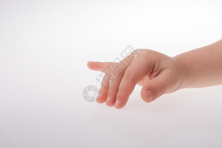 手打开用于在白色背景上孤立的手势背景图片