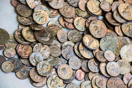 古董金属硬币作为背景图片