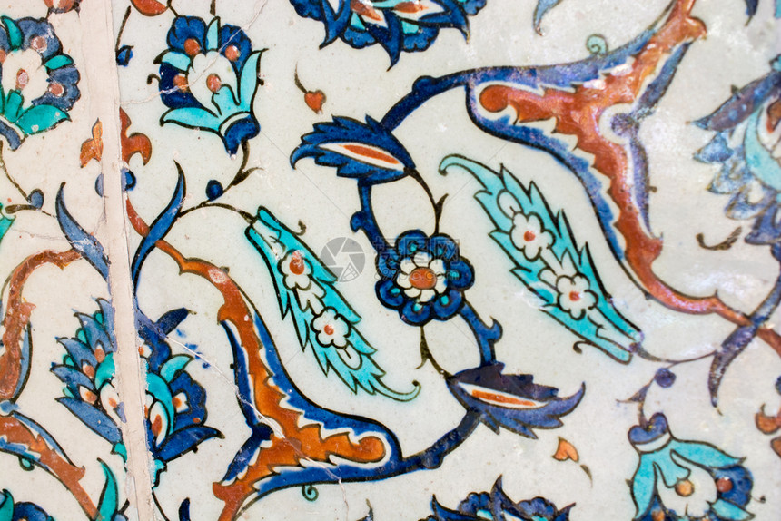 奥斯曼古土耳其手工瓷砖土耳其古代手工制作的带有花卉图案的土耳其瓷砖图片