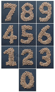 数字以扁豆制成的数字包括所有0123456789图片