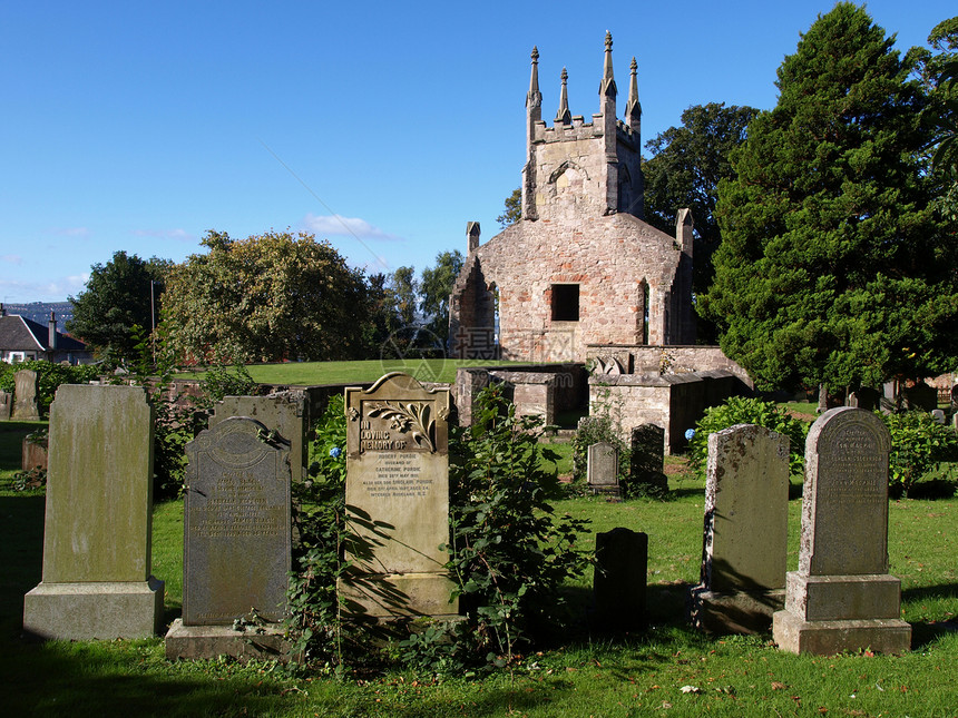 苏格兰拉斯哥附近的卡德罗斯古老教堂和图片