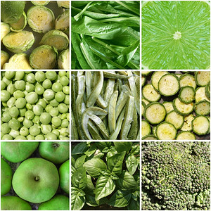 包括9幅绿色蔬菜图片在内的食物拼贴蔬菜图片