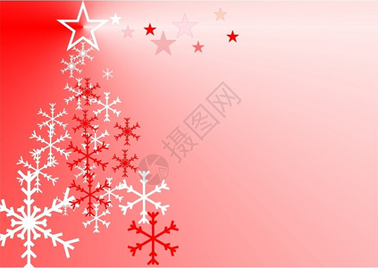 圣诞贺卡红底有树和雪背景图片