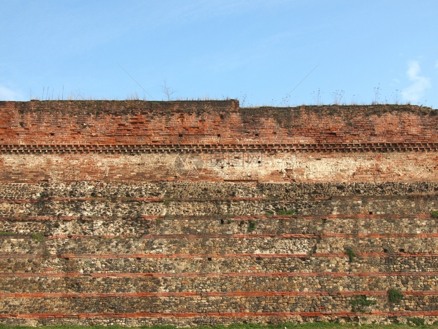 意大利都灵托里诺古罗马墙的废墟图片