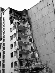 Blast爆炸和拆除后的房屋碎片背景图片