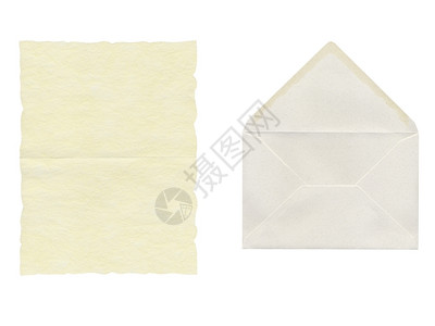 空白的信和封隔绝于白色背景图片