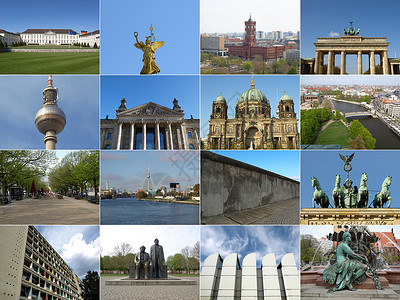 柏林地标著名的和纪念物拼贴德国意志柏林高清图片