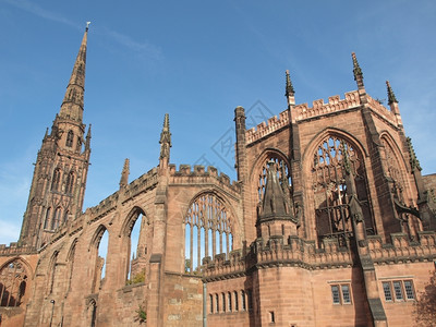 Coventry大教堂废墟轰炸联合王国英Coventry圣迈克尔大教堂的废墟背景图片