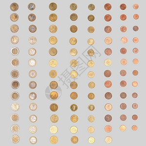 来自欧洲联盟所有的欧元硬币图片