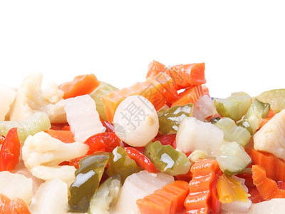 混合蔬菜俄罗斯沙拉中使用的混合蔬菜包括胡萝卜椰菜青花辣椒图片