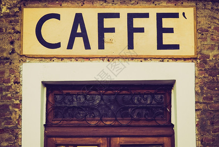 旧古老的咖啡厅在酒吧门上的标志背景图片