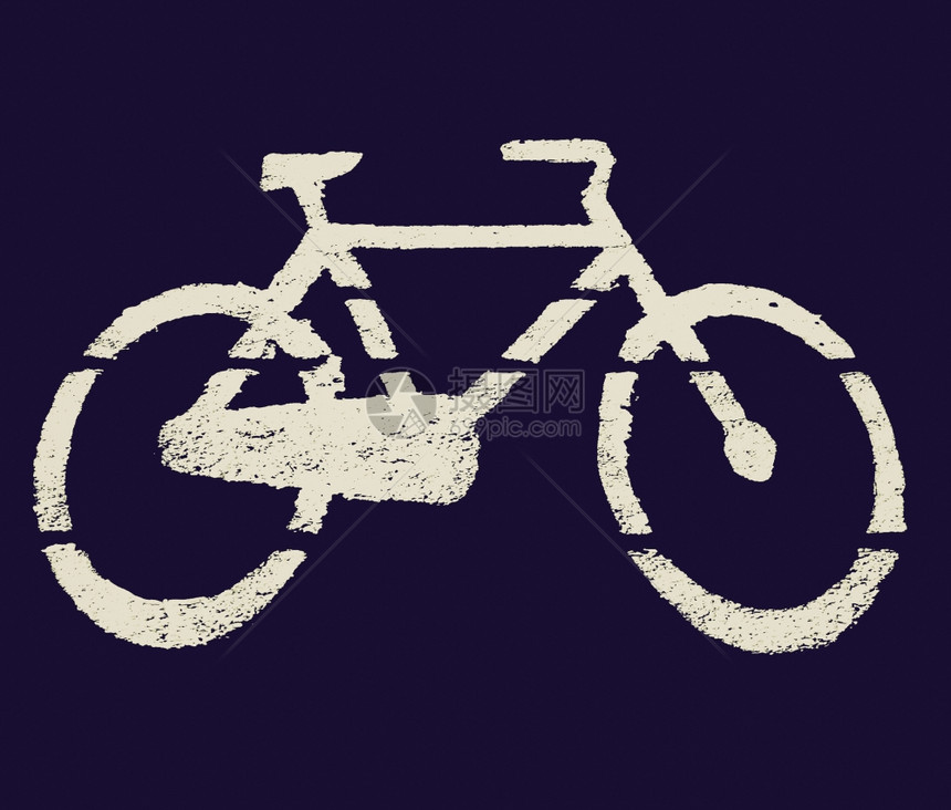 旧的以黑对白Stencil自行车标志图片
