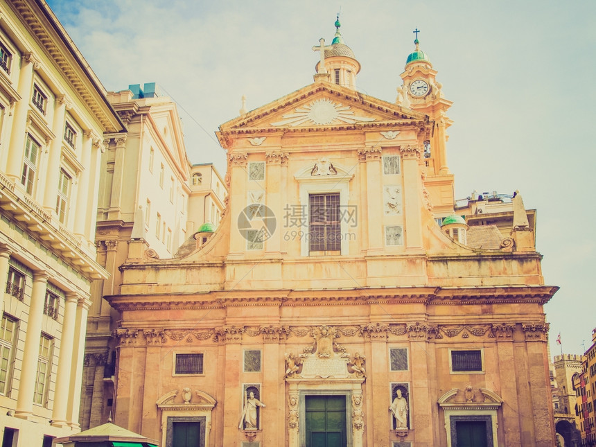 热那亚的基耶萨德尔格苏复古风格热那亚马特奥蒂广场的古董风格基耶萨德尔格苏图片