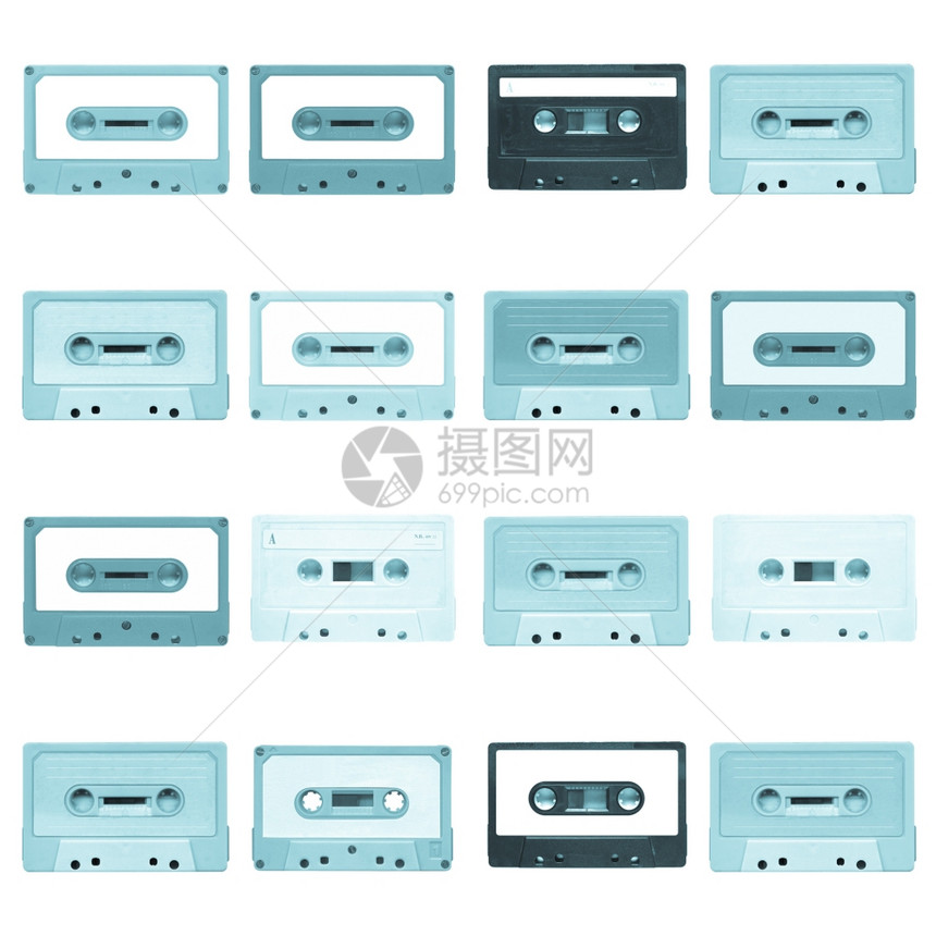 磁带用于录音隔绝于白色背景凉的西亚诺型图片