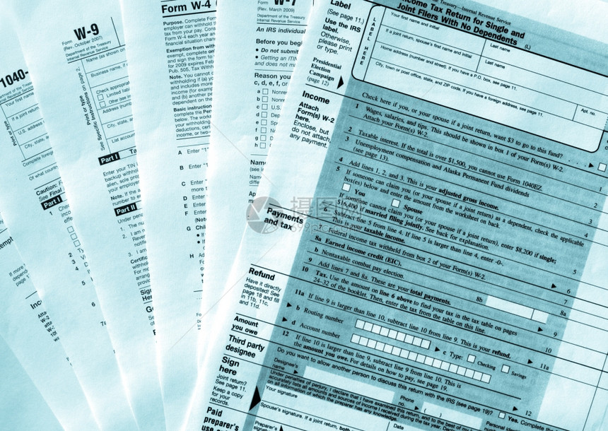 美国各种空白税收表格的范围冷却的cyano型图片
