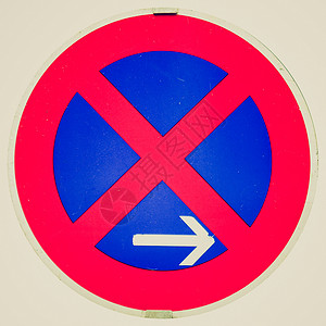 禁止开车抛物禁止停车标志复古风格的禁止停车交通标志白色隔离背景
