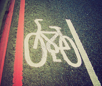 自行车道标志旧的倒影自行车道交通标志照片图片