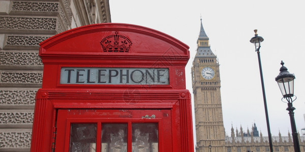 伦敦电话箱英国伦敦传统的红色电话箱背景图片