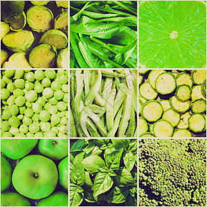 食品拼图包括9幅绿色蔬菜图片图片