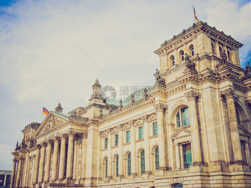 复古风格的柏林帝国大厦复古风格的德国国会大厦位于德国柏林图片
