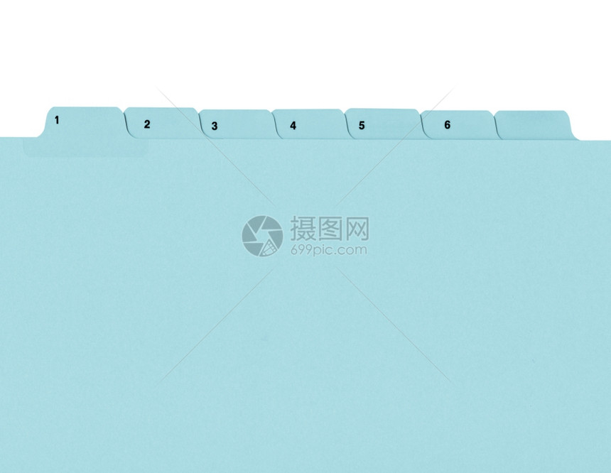 文件夹在白色冷却的cyanotype上带有数字标签的办公室文件夹图片