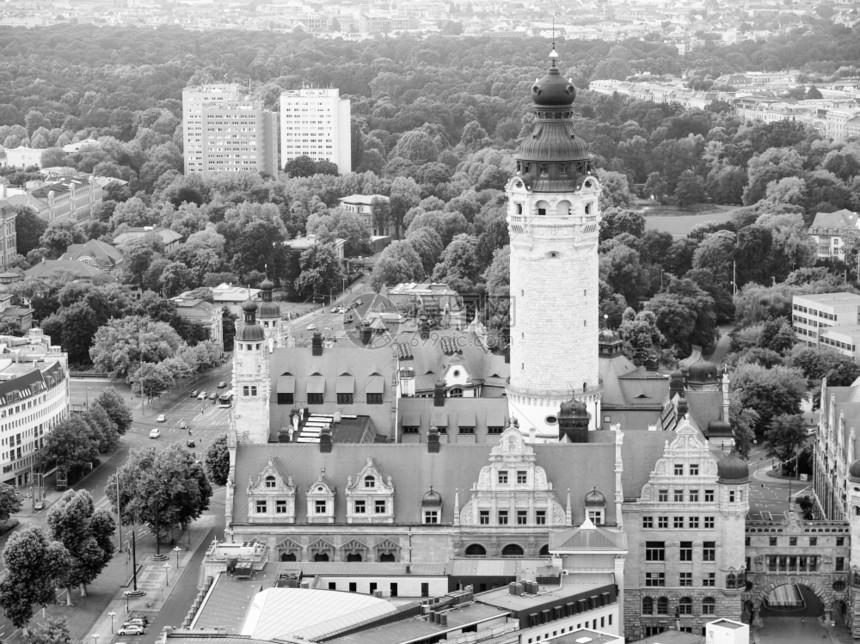 Leipzig空中观察德国Leipzig市空中观察黑白图片