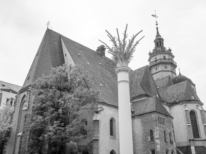 尼古拉伊基尔约翰塞巴斯蒂安赫在德国莱比锡克Leipzig的圣尼古拉教堂以黑白方式演出了圣约翰热情的世界首映背景