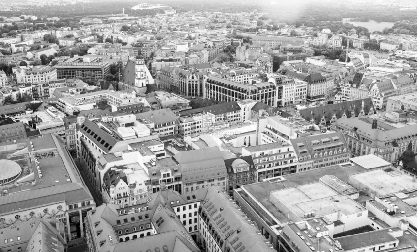 Leipzig空中观察德国Leipzig市空中观察黑白图片