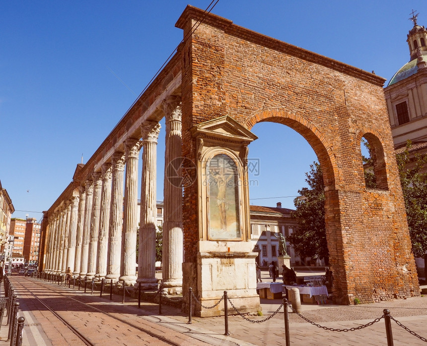 2015年3月8日ITALYColonnediSanLorenzo指圣劳伦斯柱古罗马废墟意大利米兰图片
