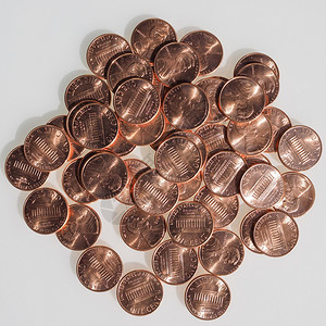 一元硬币1美分美元硬币美国1美分的货币背景图片