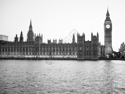 伦敦的议会黑白两院英国伦敦夜间的议会宫英国黑人和白英国的黑和图片