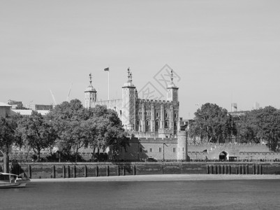 伦敦的黑白铁塔伦敦从英国的泰晤士河图片