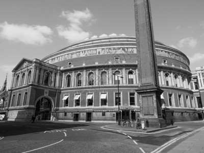 伦敦的黑人和白皇家艾伯特厅英国伦敦的皇家艾伯特厅音乐黑白图片