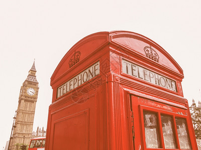 伦敦电话箱古年英国伦敦传统红色电话箱图片