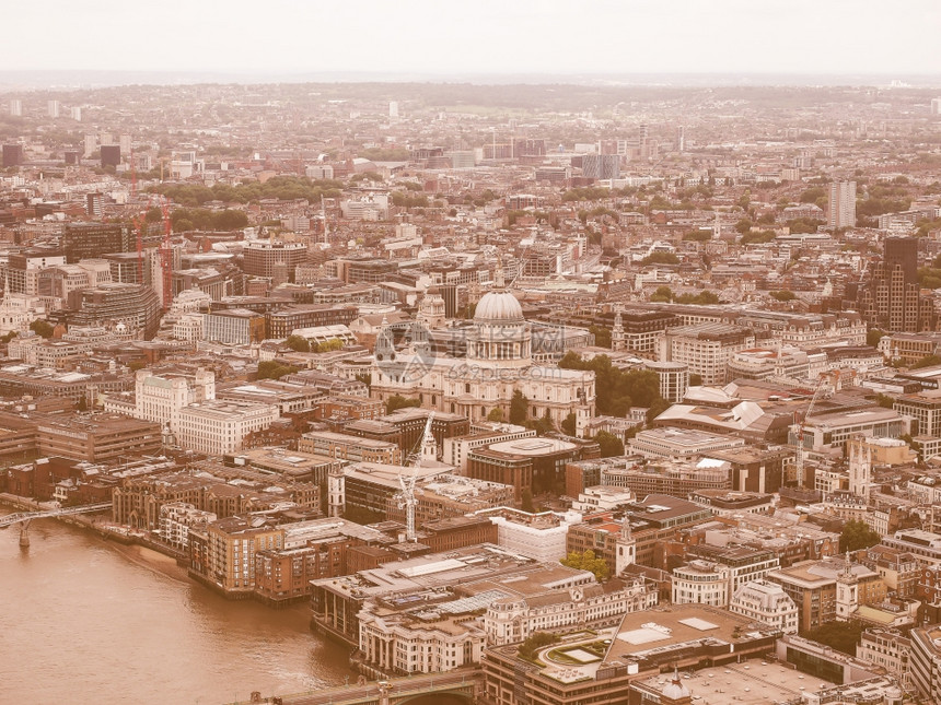 英国伦敦泰晤士河空中景象图片