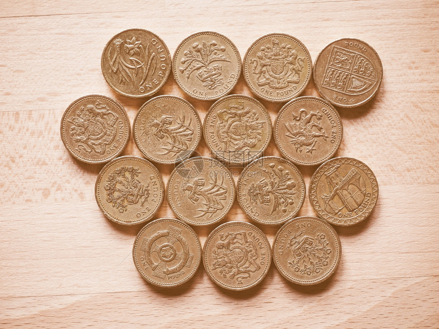 英国镑硬币联合王国的旧币图片